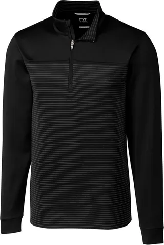 Cutter & Buck Traverse Stripe Stretch Quarter Zip Mens Big and Tall Pullover Jacket - Black - XLT