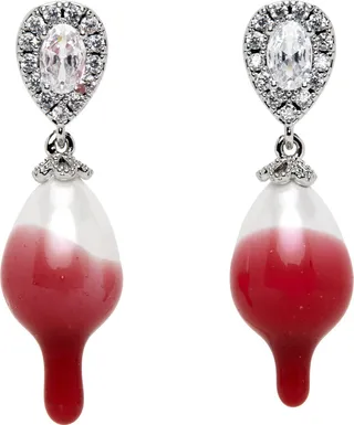 Ottolinger Silver & Pink Pearl Drop Earrings
