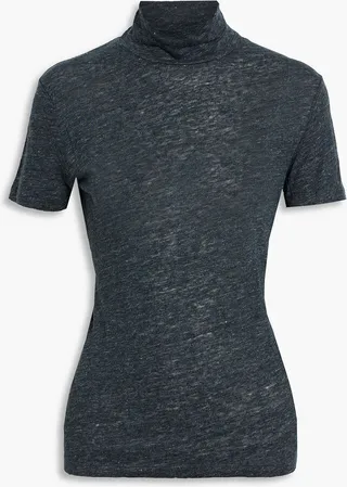 Wake mélange linen-jersey turtleneck top
