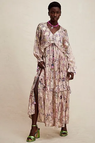 Hemant & Nandita Shimmer Georgette Dress With Slip by Hemant & Nandita at Free People
