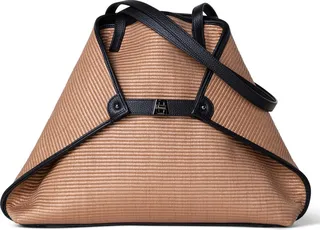 AI Medium Raffia & Leather Shopper