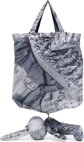 Blue Bunny Denim Print Tote Bag