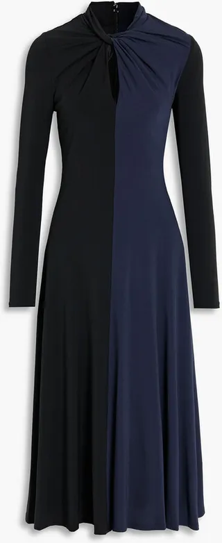 Adelina two-tone stretch-jersey midi dress