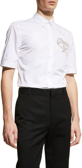 Men's Crystal-Embellished Logo Sport Shirt