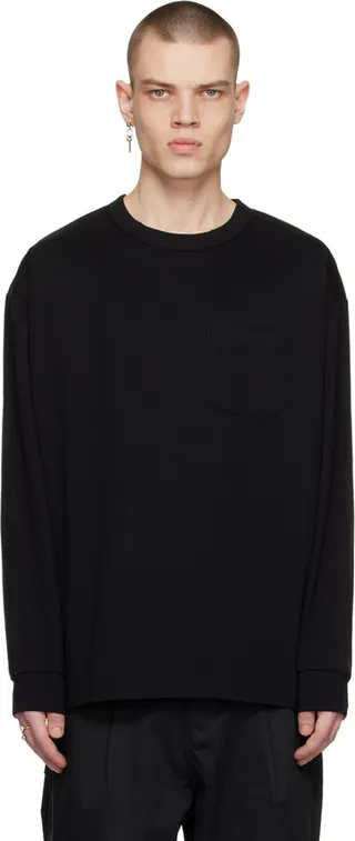 SOPHNET. Black Patch Pocket Long Sleeve T-Shirt
