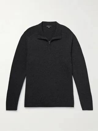 Saddle Recycled-Cashmere Half-Zip Sweater