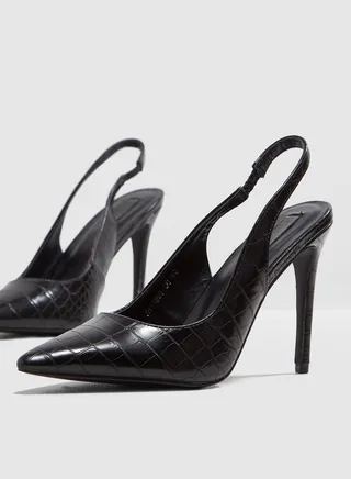 Sling Back Court Shoe In Mock Croc
