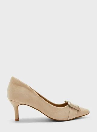 Suede Detail Pointed Pump