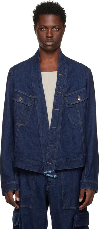 Greg Lauren Blue GL1 Trucker Denim Jacket