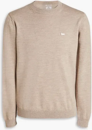 Appliquéd mélange wool sweater
