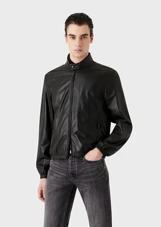 Zipped blouson in micro-perforated lambskin nappa leather