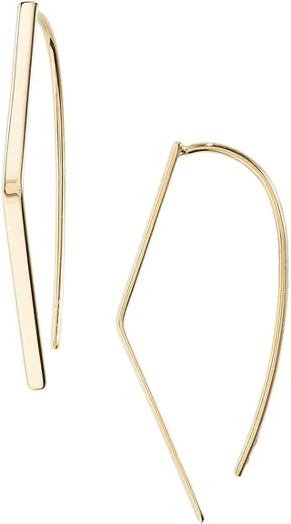 Small Flat Geometric Hooked On Hoop Earrings