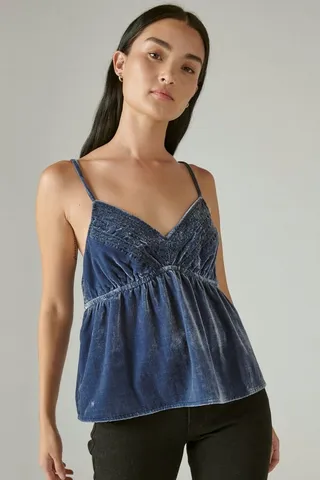 Embroidered Velvet Cami