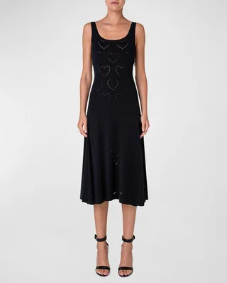 Hearts Ajoure Pointelle Sleeveless Midi Dress