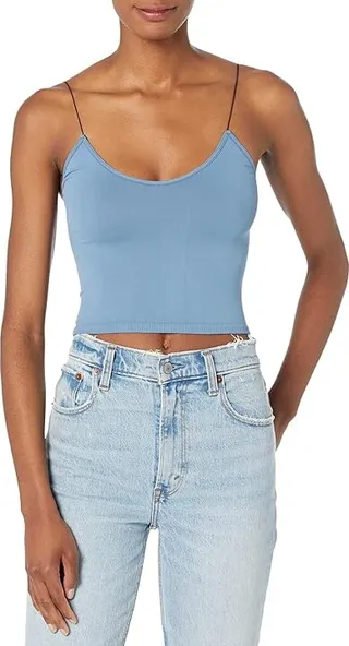 Free People Seamless Skinny Strap Crop Cami (Jeans) Women's Sleeveless