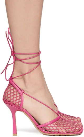 Bottega Veneta Pink Stretch Web Heels