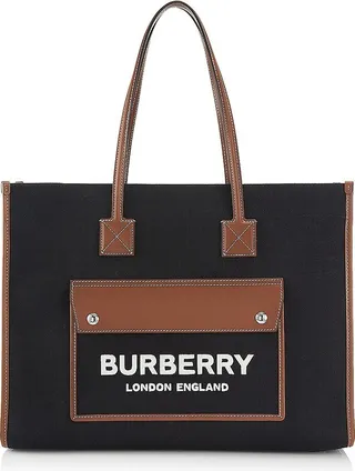 Medium Freya Two-Tone Canvas & Leather Tote