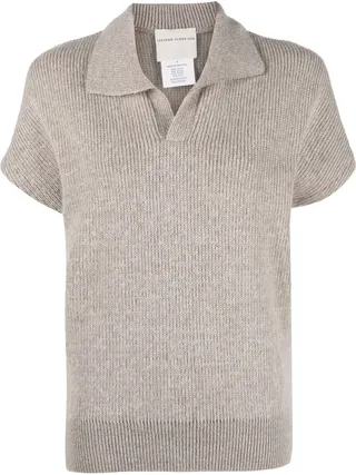 Short-Sleeve Knitted Polo Top