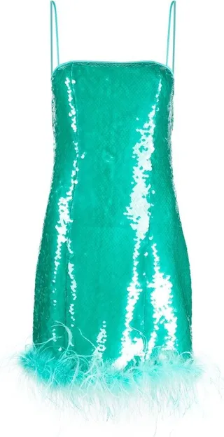 Feather-Trim Sequinned Minidress