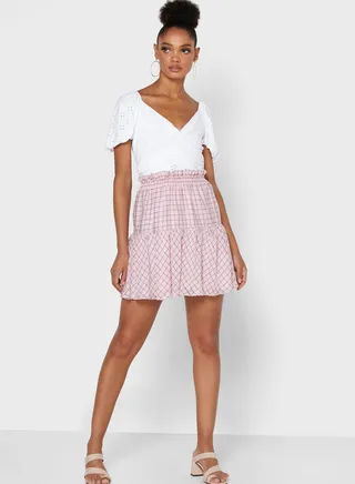 Checked Tiered Skirt