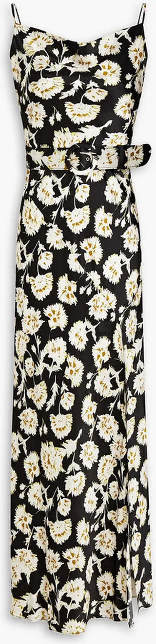 Simone belted floral-print silk-satin maxi dress