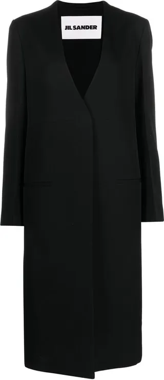 V-neck wool coat