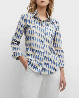 Olive-Print Button Down Shirt