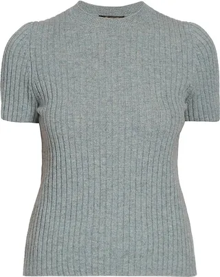 Girocollo Rib-Knit Cashmere T-Shirt