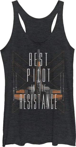 Women's Star Wars The Force Awakens Best Pilot in the X-Wing Racerback Tank Top - Black Heather - Small