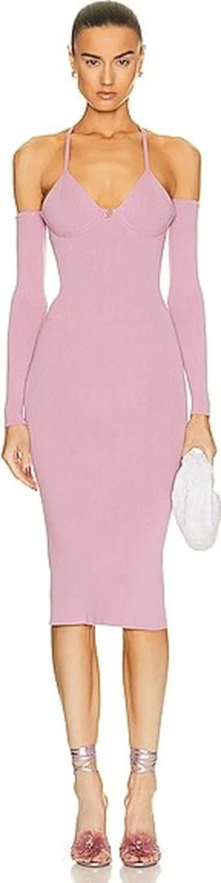 Blumarine Cold Shoulder Knit Dress in Mauve