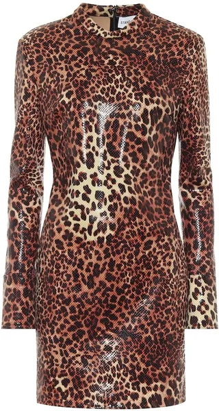 Juno leopard-print faux leather minidress