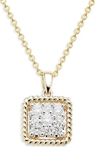 14K Goldplated & 0.34 TCW Diamond Square Pendant Necklace