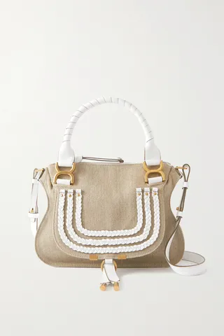 Chloé - Marcie Small Leather-trimmed Linen Tote - White