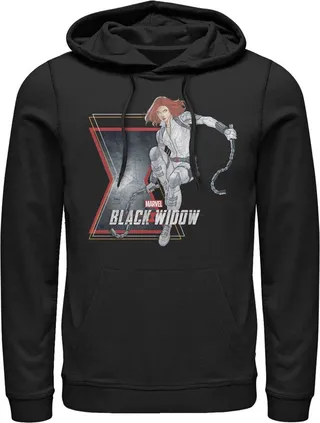 Men's Marvel Black Widow Vintage Pose Pull Over Hoodie - Black - Medium