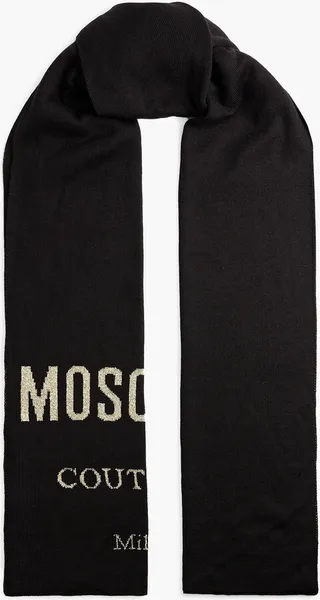 Metallic jacquard-knit scarf