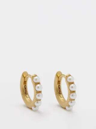 Pearl & 18kt Gold Hoop Earrings