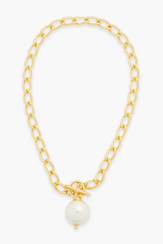 24-Karat Gold-Plated Faux Pearl Necklace