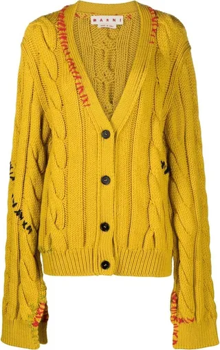 stitch-embellished V-neck cardigan