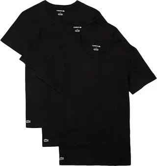 Lacoste 3-Pack Crew Neck Slim Fit Essential T-Shirt (Black) Men's Clothing