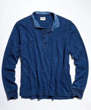 Medium Indigo Longsleeve Rugby Polo