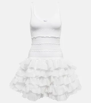 Ruffled knit minidress