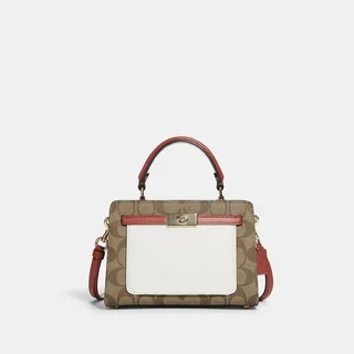 Mini Lane Top Handle In Colorblock Signature Canvas