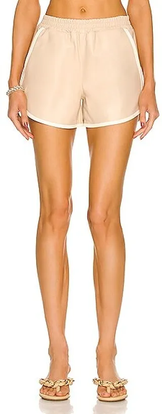 Zeynep Arcay Drawstring Leather Short in Cream