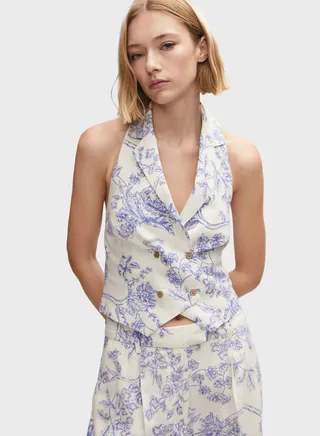 Printed Button Detail Coat