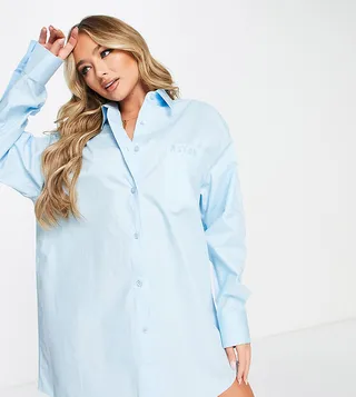 ASYOU oversized shirt dress in baby blue