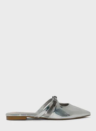 Bow Strap Slip On Flat Shoe