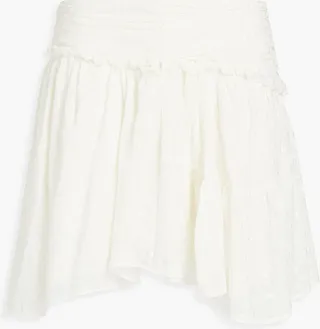 Nixie gathered fil coupé silk-blend mini skirt