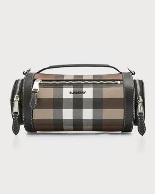 Men's Check and Leather Crossbody Sound Bag