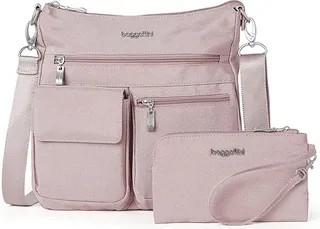 Baggallini Modern Everywhere Slim Crossbody (Blush Shimmer) Cross Body Handbags