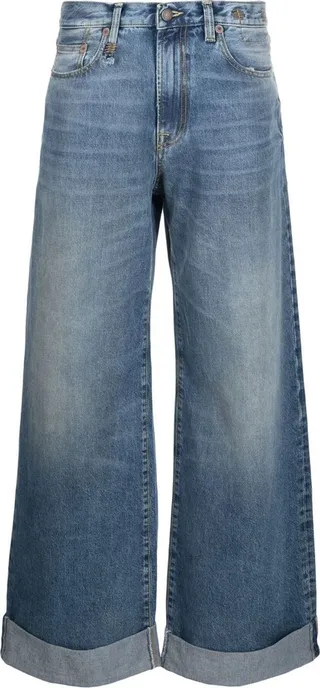 Turn-Up Hem Baggy Jeans